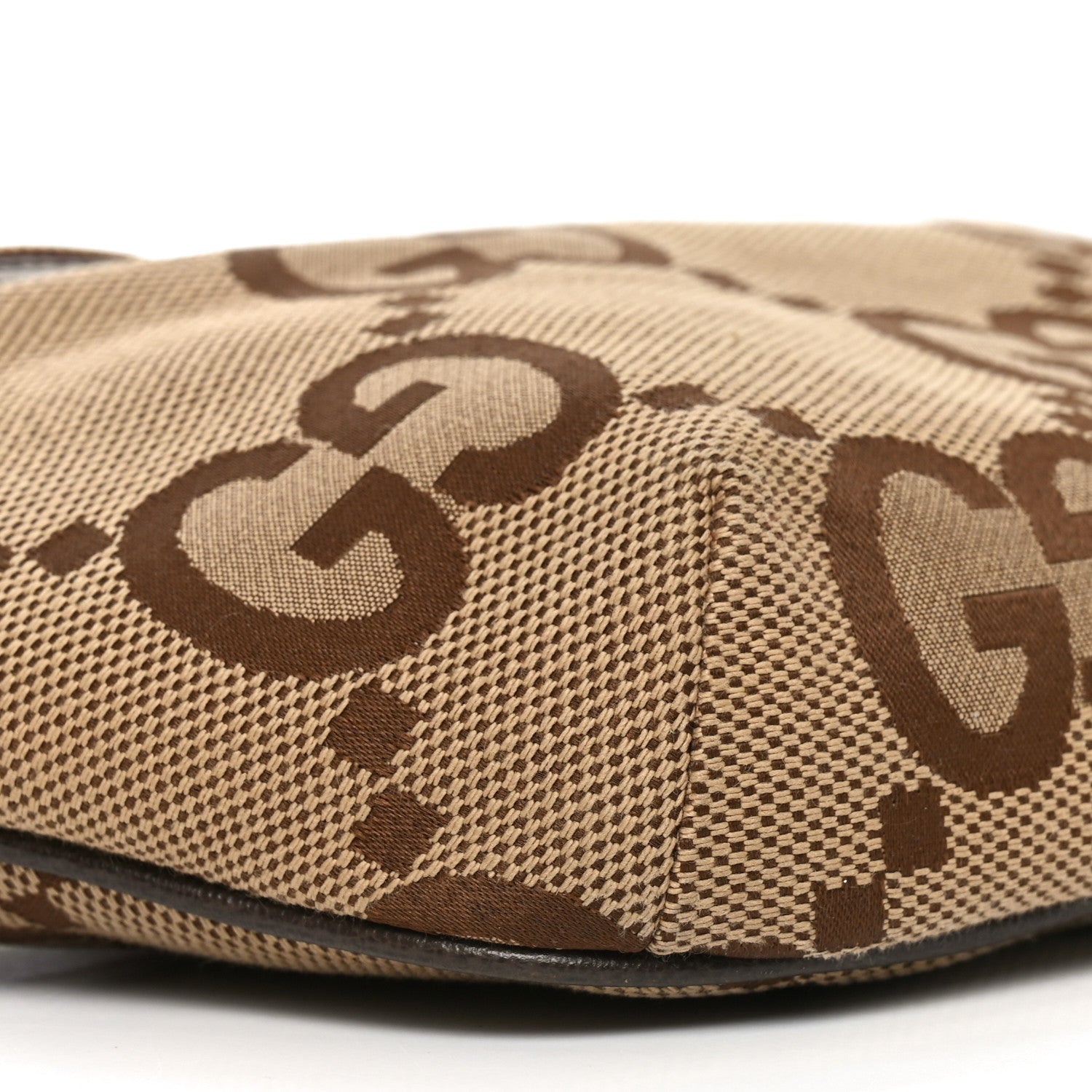 Gucci Monogram Jumbo GG Textured Dollar Calfskin Web Belt Bag Camel Ebony New Acero 9 of 10