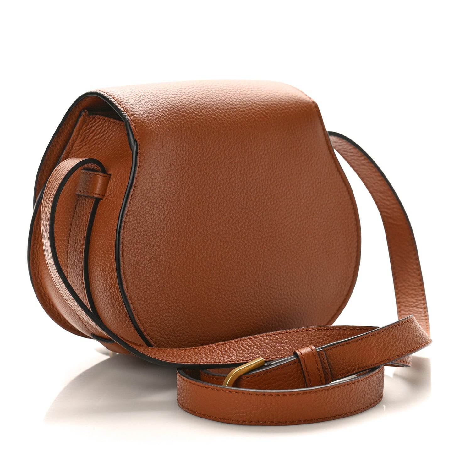 Grained Calfskin Small Marcie Saddle Bag Tan
