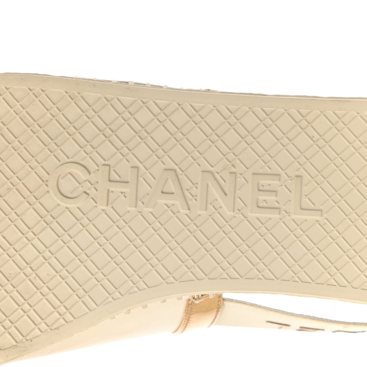 Chanel Metallic Lambskin CC Slingback Espadrilles 39 Ivory Gold 6 of 8