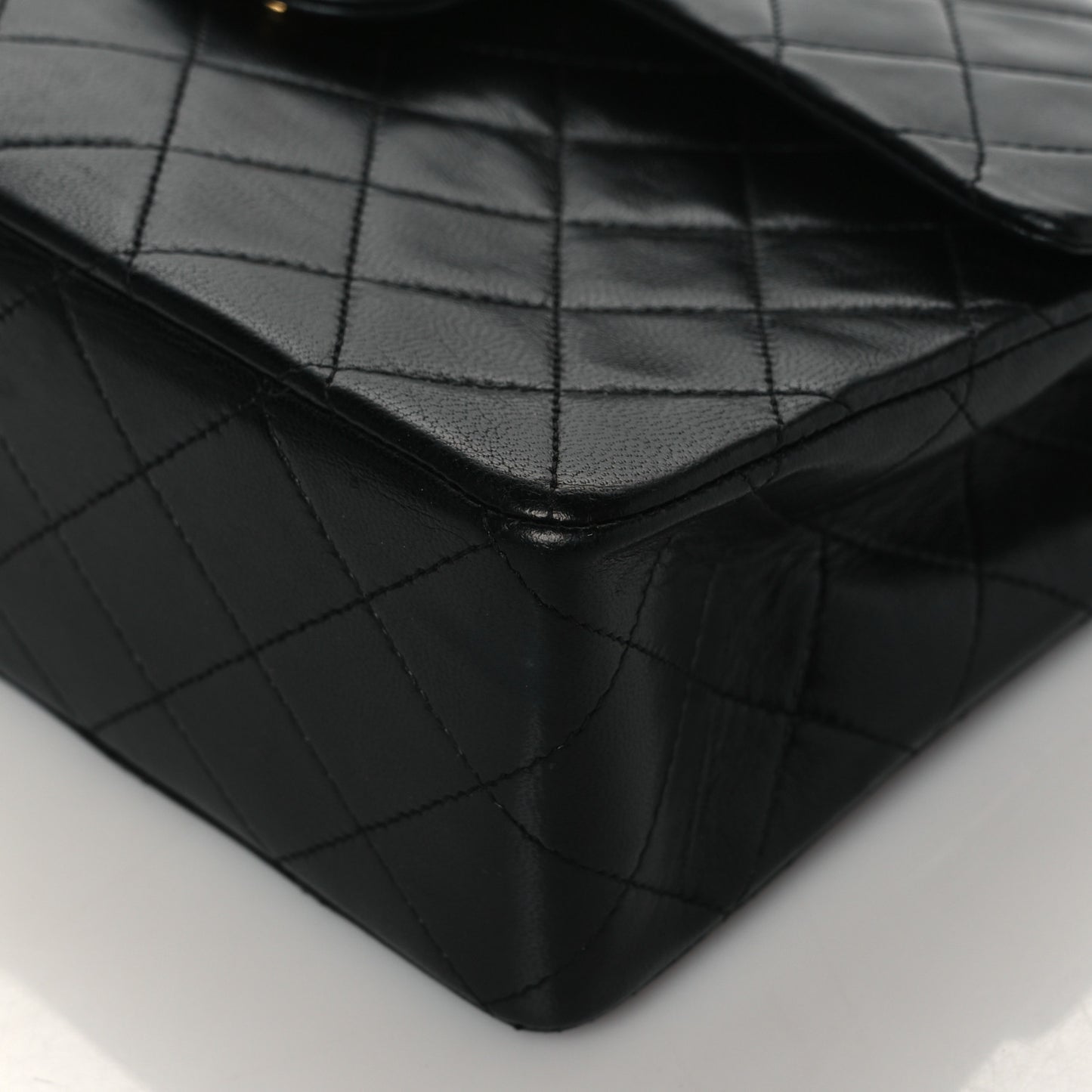 Lambskin Quilted Medium Double Flap Black