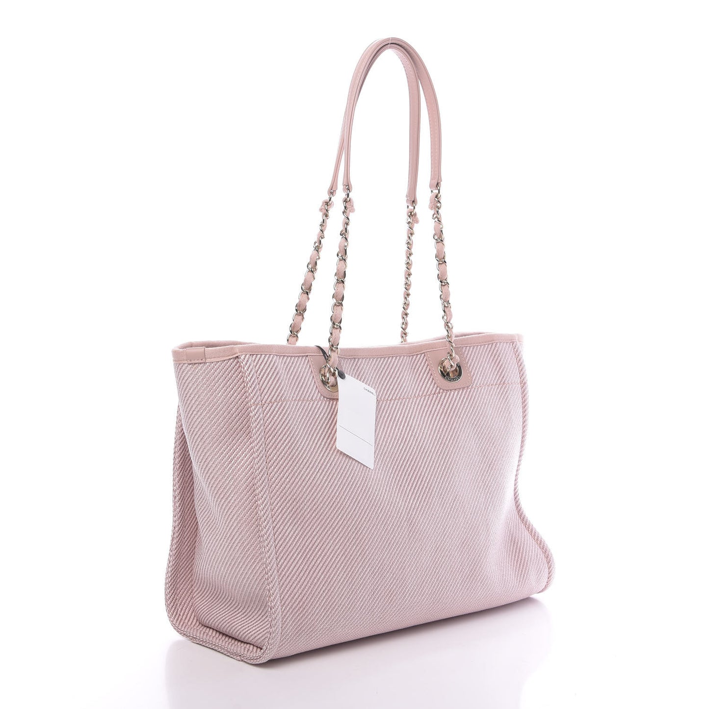 Mixed Fibers Calfskin Small Deauville Tote Rose Pink