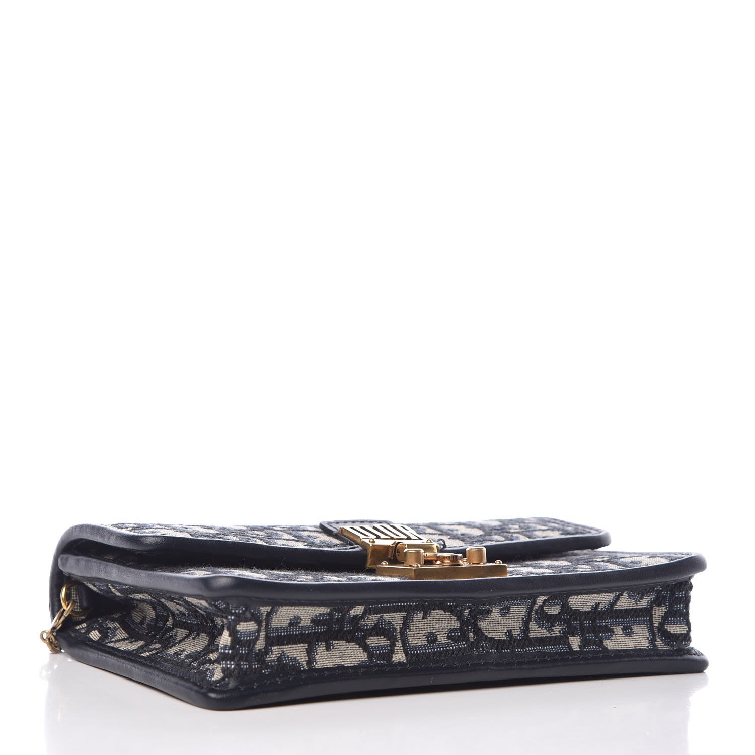 Christian Dior Oblique DiorAddict Wallet On Chain Clutch Navy Blue 4 of 9