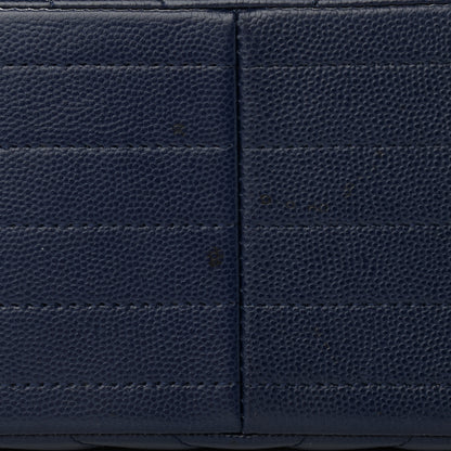 Chanel Caviar Chevron Quilted Jumbo Double Flap Navy 11 of 12