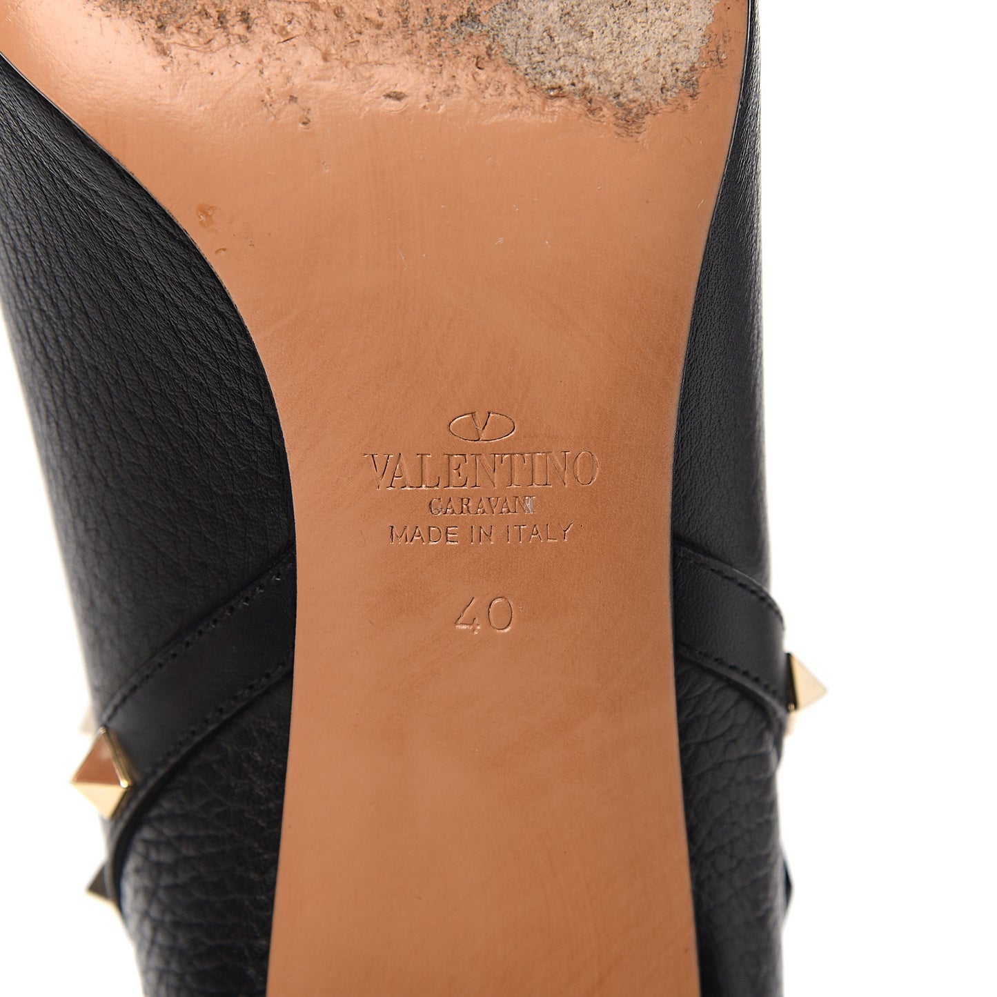 Grained Calfskin Rockstud Double Buckle 65mm Ankle Boots 40 Black