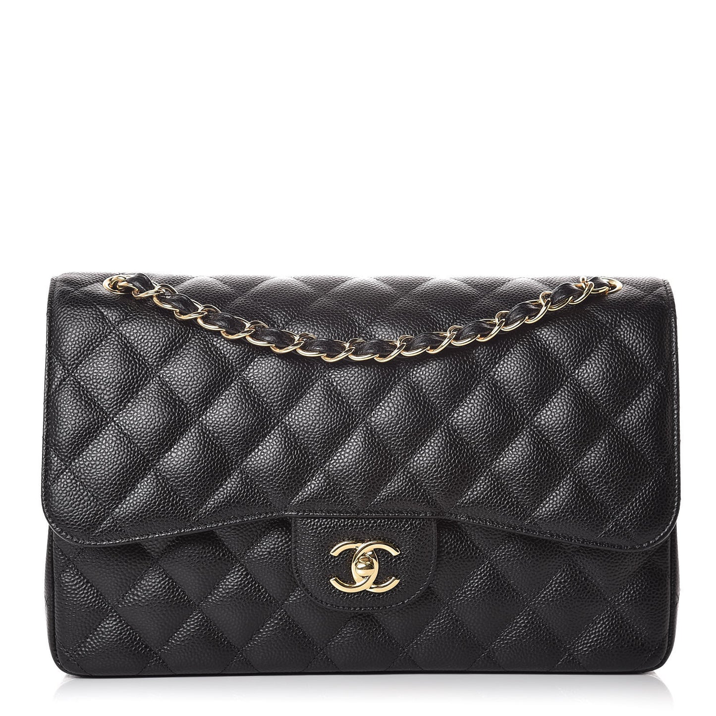 Caviar Quilted Jumbo Double Flap Black