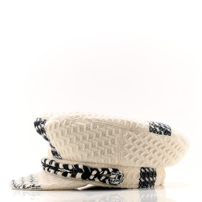 Chanel Tweed Hamburg Metier D'Art Sailor Cap Hat L White Black 4 of 8