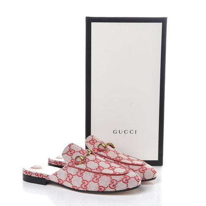 Gucci Canvas GG Monogram Horsebit Womens Princetown Slippers 36 Gardenia Hibiscus Red 8 of 8