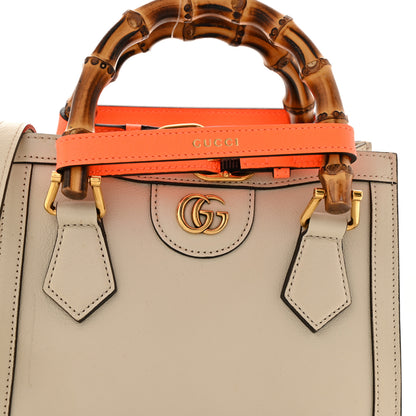 Gucci Wonka Grain Calfskin Mini Diana Tote Bag Mystic White Orange Fluo 8 of 13