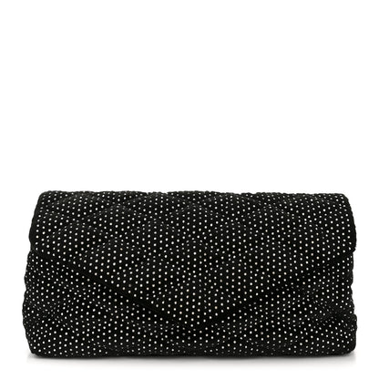Saint Laurent Velvet Lambskin Quilted Rhinestone Sade Puffer Envelope Clutch Black 1 of 10