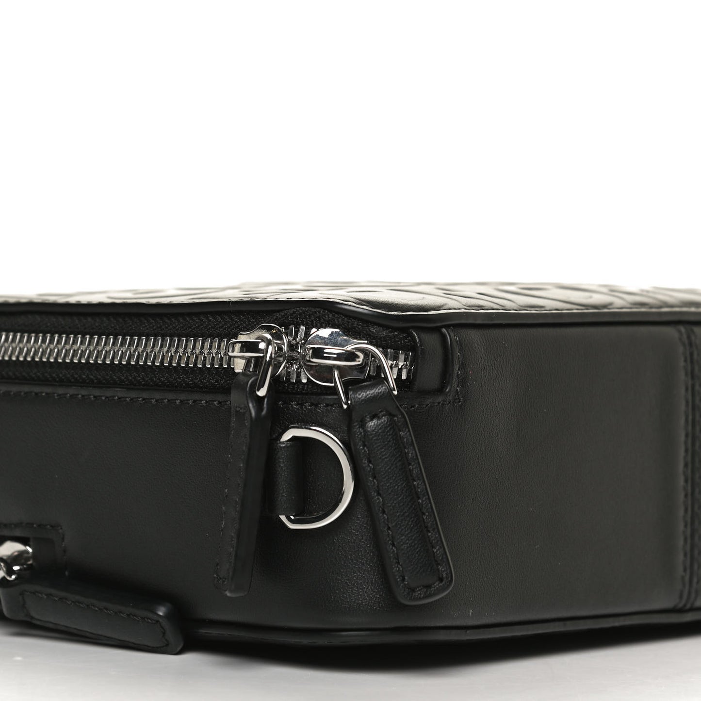 Calfskin Logo Embossed Crossbody Black