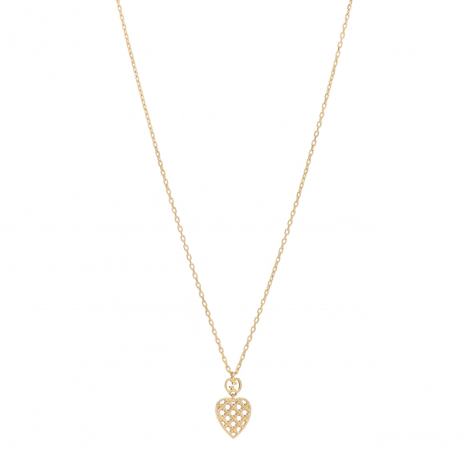 Gucci 18K Yellow Gold Diamantissima Heart Pendant Necklace 1 of 5