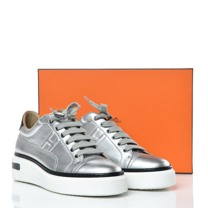 Hermes Metallic Nappa Polo Sneakers 39 Argent Black 10 of 10
