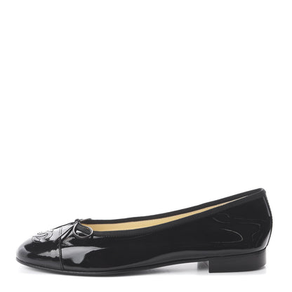 Chanel Patent CC Cap Toe Ballerina Flats 36.5 Black 1 of 7