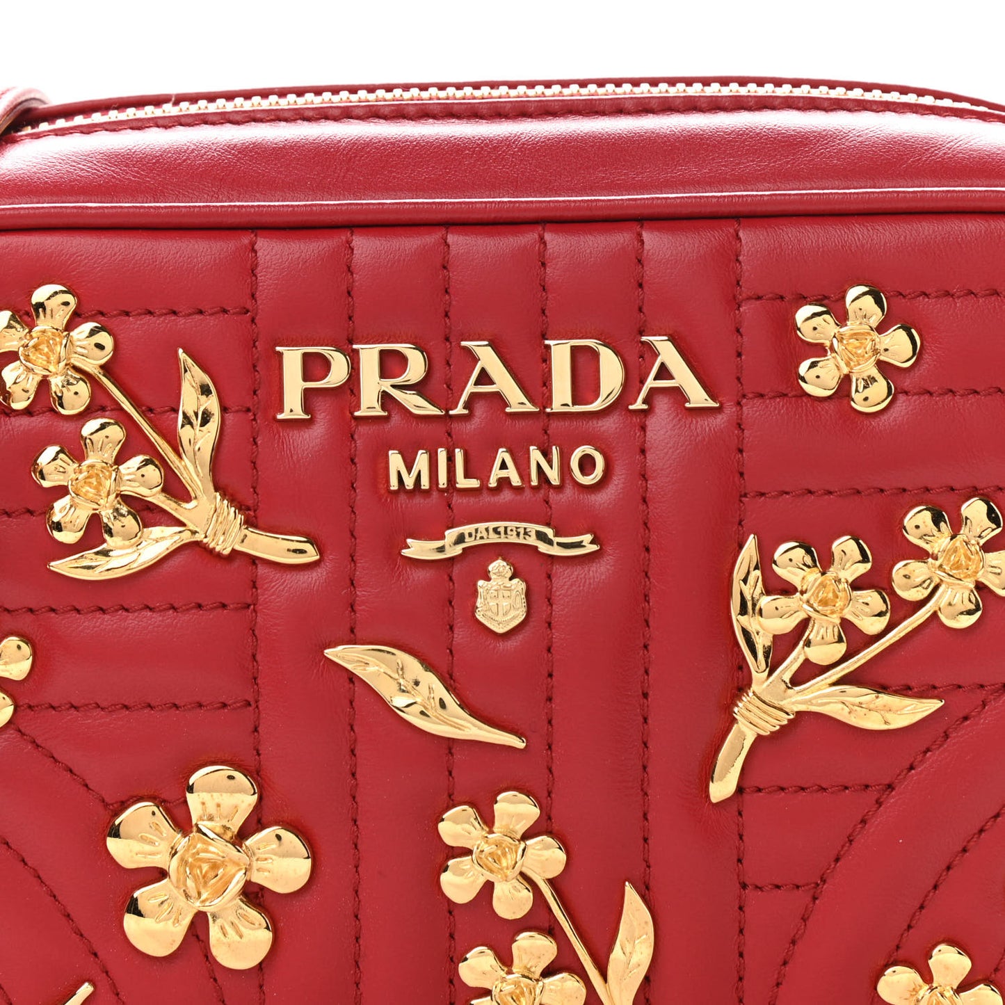 Soft Calfskin Floral Diagramme Bag Fuoco
