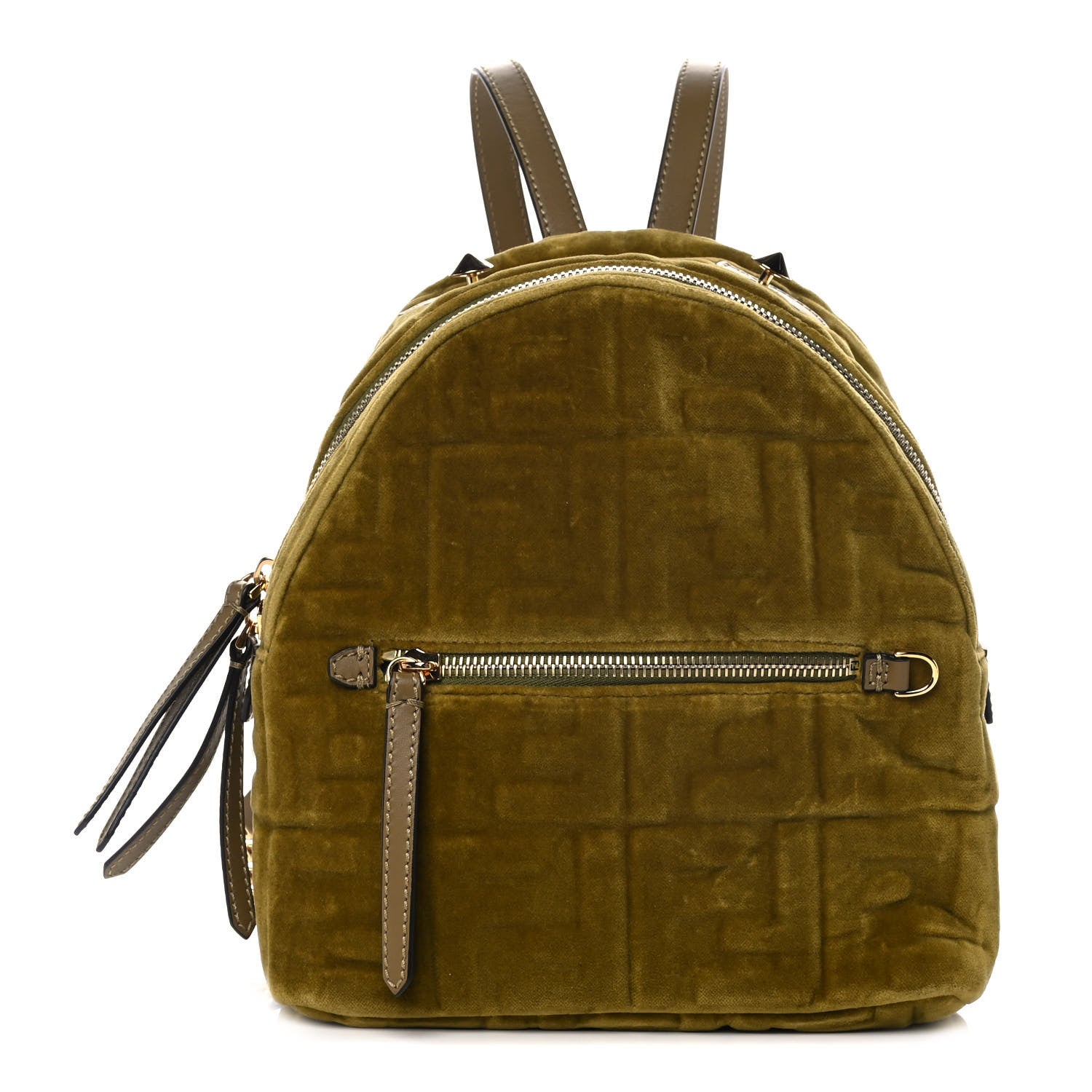 Fendi Velvet Vitello Century FF Embossed Mini Backpack Camaleonte 1 of 12