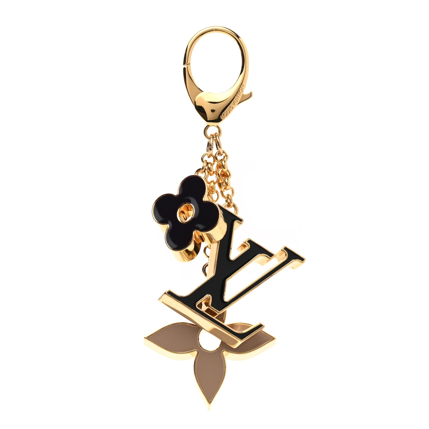 Fleur De Monogram Bag Charm Dore