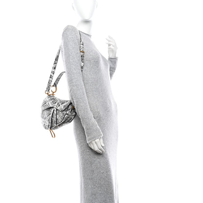 Christian Dior Calfskin Plan De Paris Printed Saddle Bag With Strap White Black 2 of 12