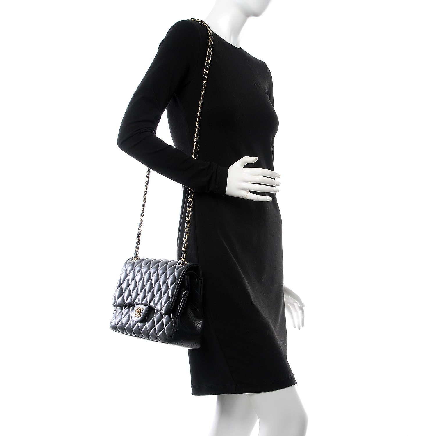 Chanel Lambskin Quilted Jumbo Double Flap Black 2 of 12
