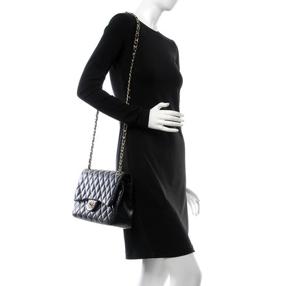 Chanel Lambskin Quilted Jumbo Double Flap Black 2 of 12