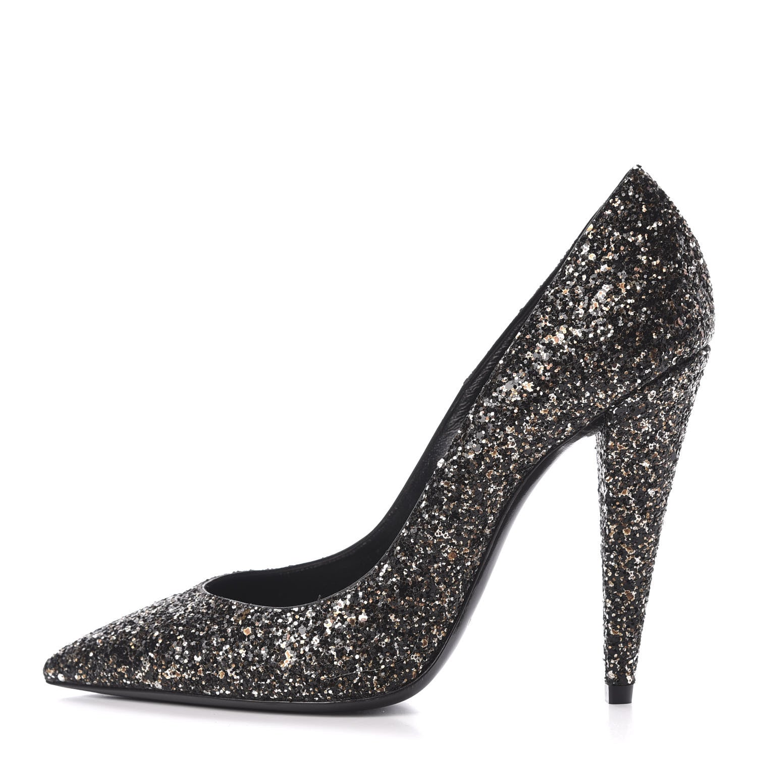 Saint Laurent Glitter Era Pumps 38 Black Silver 1 of 9