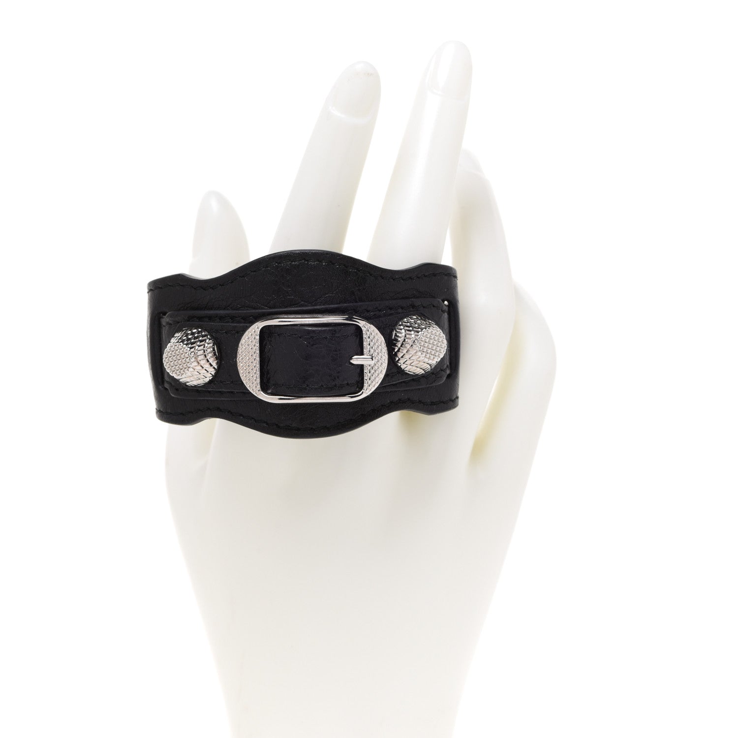 Balenciaga Agneau Arena Giant 12 Silver Bracelet M Black 3 of 10