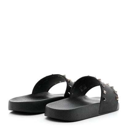 Valentino Garavani Rubber Rockstud Slide Sandals 41 Black 4 of 7