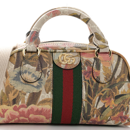 Gucci GG Supreme Monogram Water Flora Web Mini Ophidia Top Handle Bowler Bag Beige White Multicolor 8 of 10
