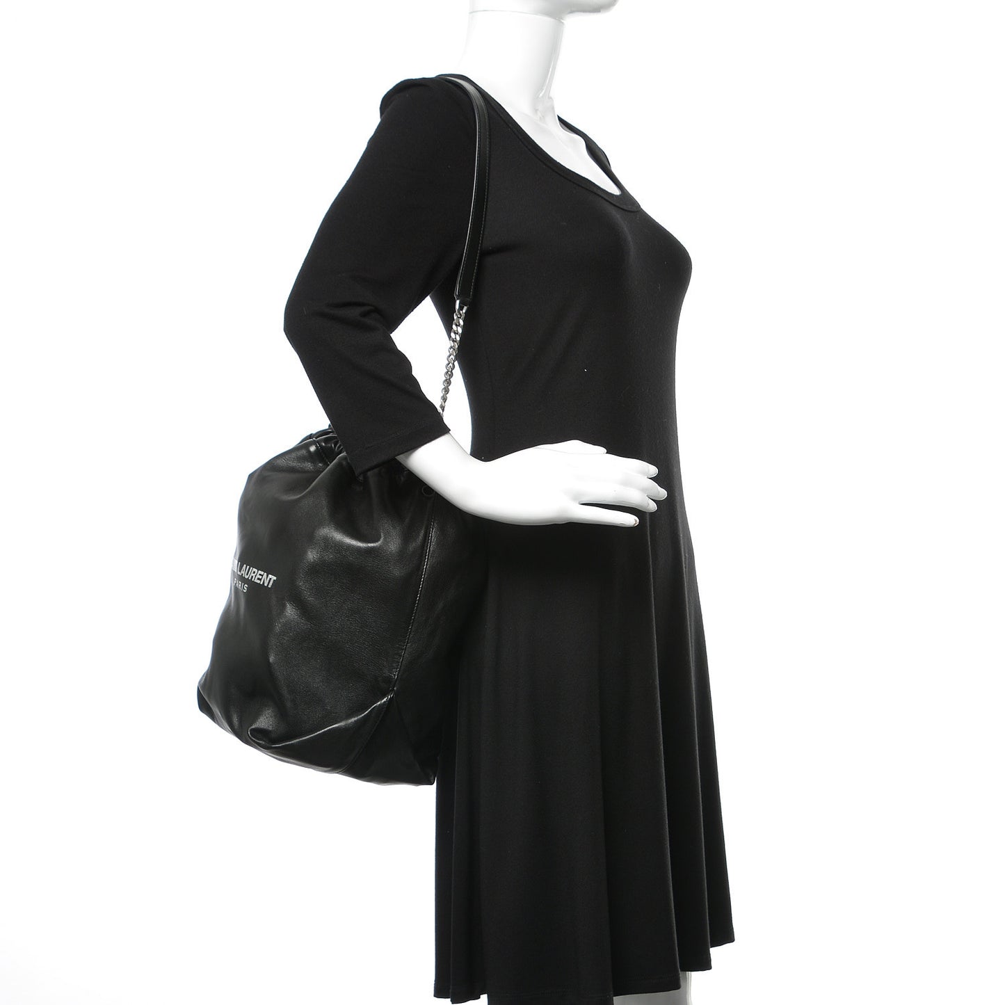 Lambskin Teddy Drawstring Bag Black