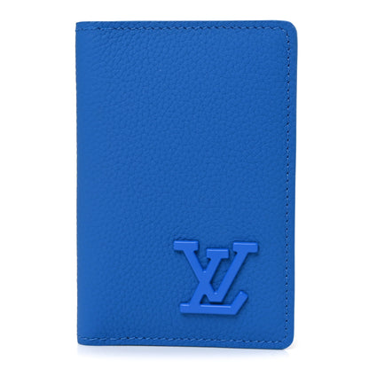 Louis Vuitton Grained Calfskin Aerogram Pocket Organizer Bright Blue 1 of 7