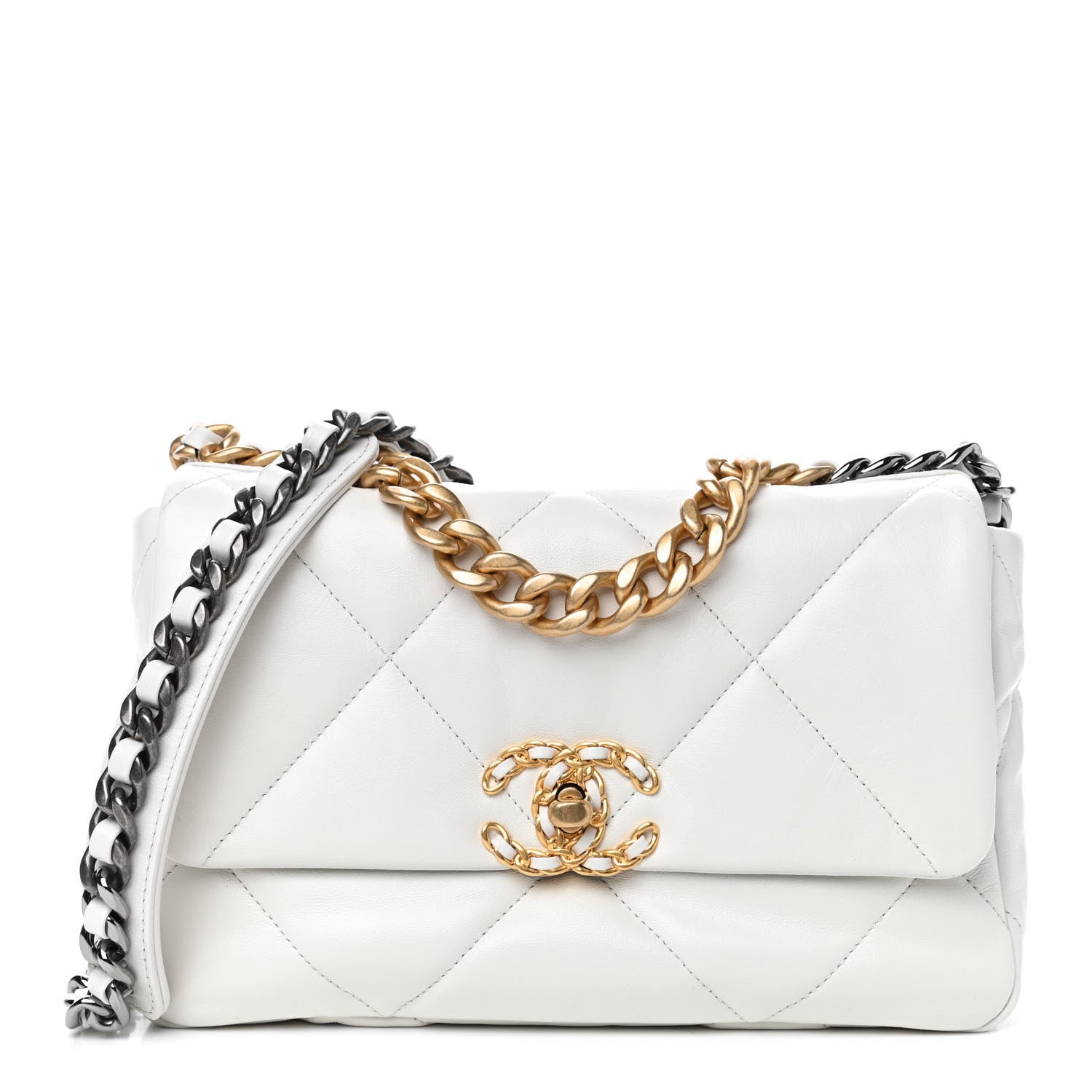 Chanel Goatskin Quilted Medium Chanel 19 Flap White 1 of 4
