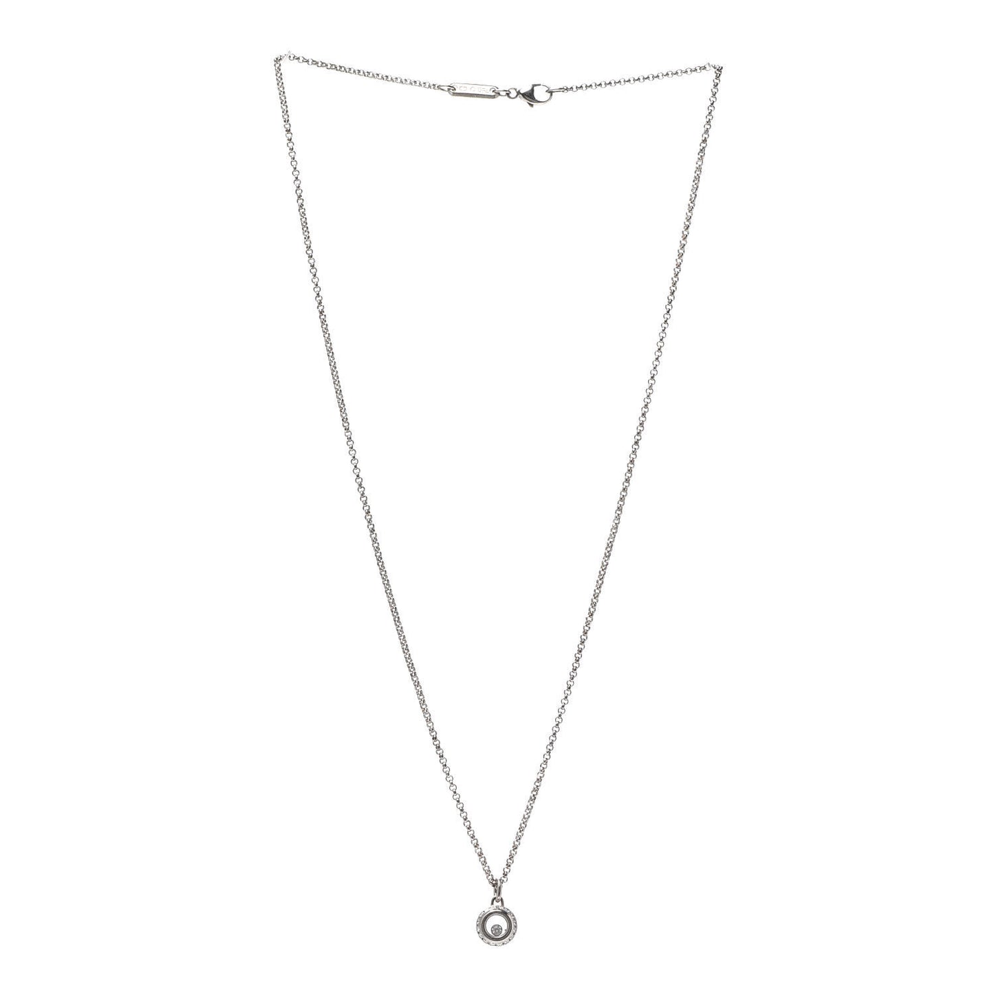 18K White Gold Happy Diamond Halo Pendant Necklace