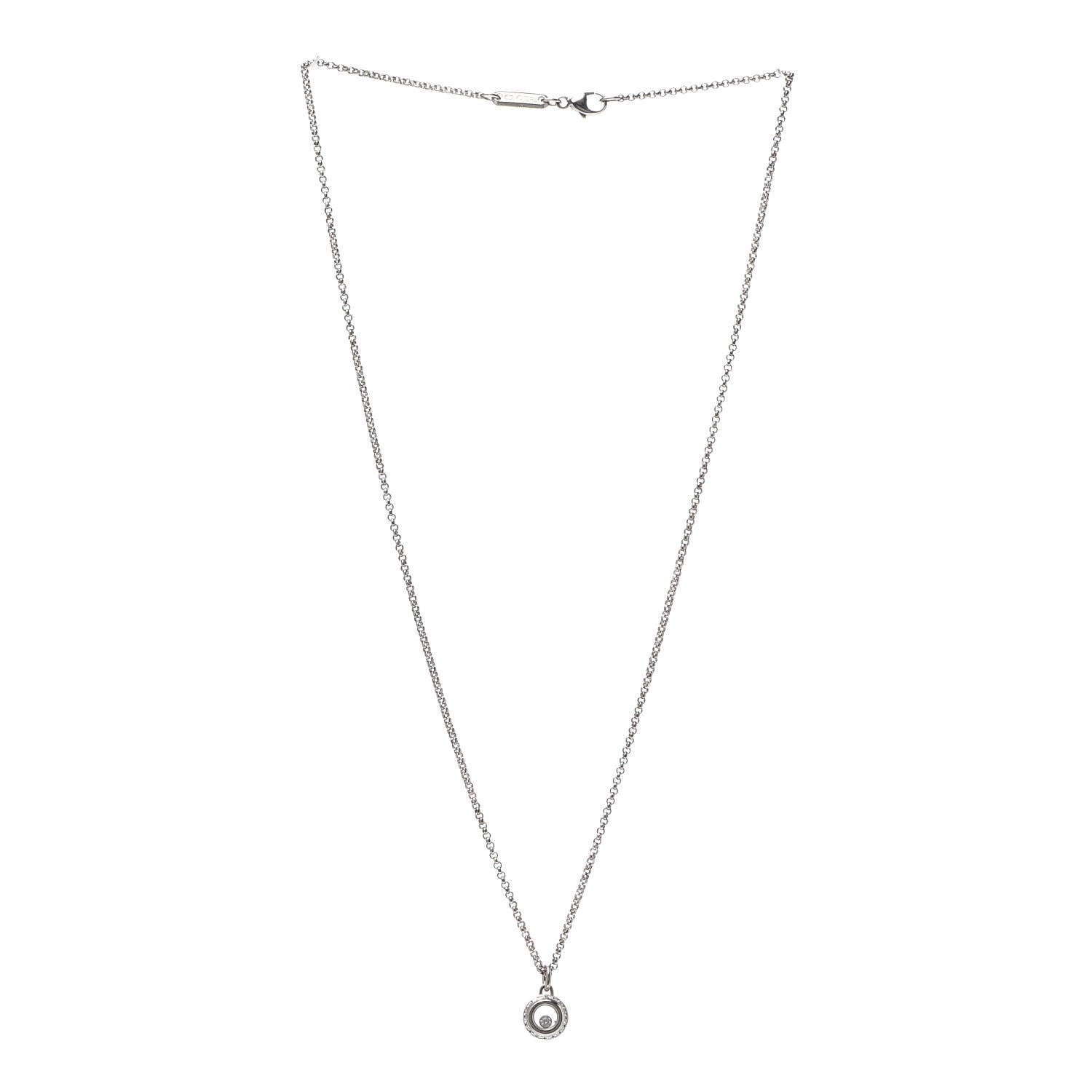 Chopard 18K White Gold Happy Diamond Halo Pendant Necklace 3 of 5