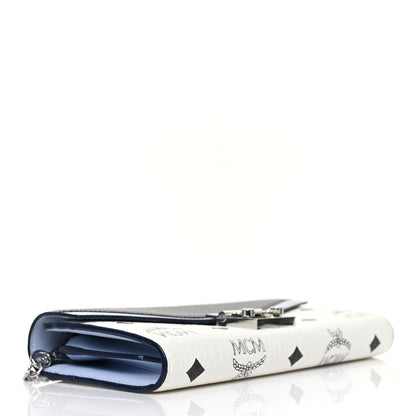 MCM Calfskin Visetos Monogram Millie Color Block Crossbody Bag White Mood Indigo 4 of 10