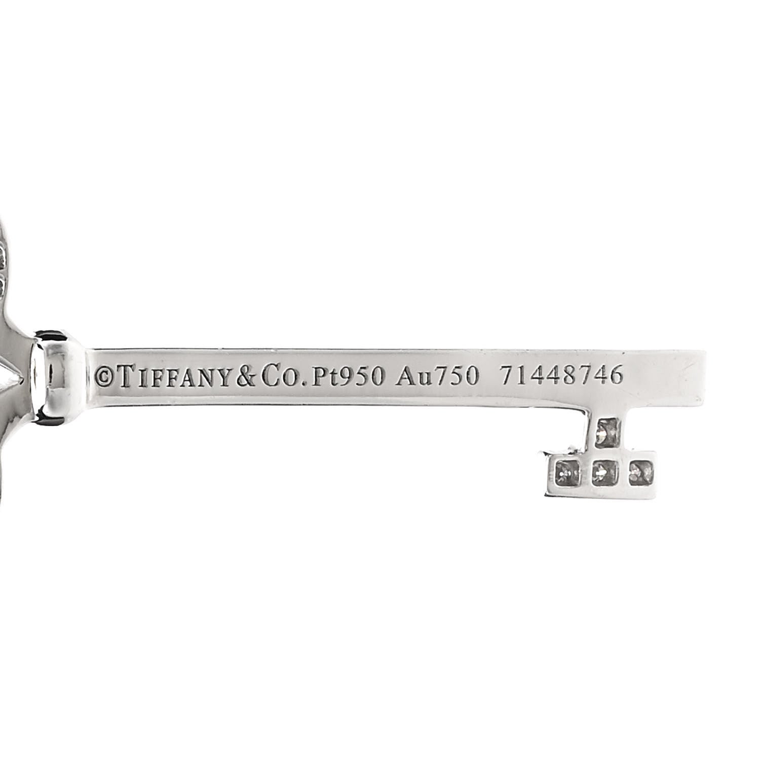 Tiffany Platinum 18K Yellow White Gold Yellow Diamond Crown Key Pendant Necklace 4 of 6