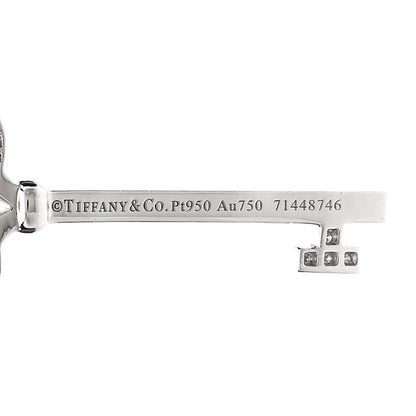 Tiffany Platinum 18K Yellow White Gold Yellow Diamond Crown Key Pendant Necklace 4 of 6