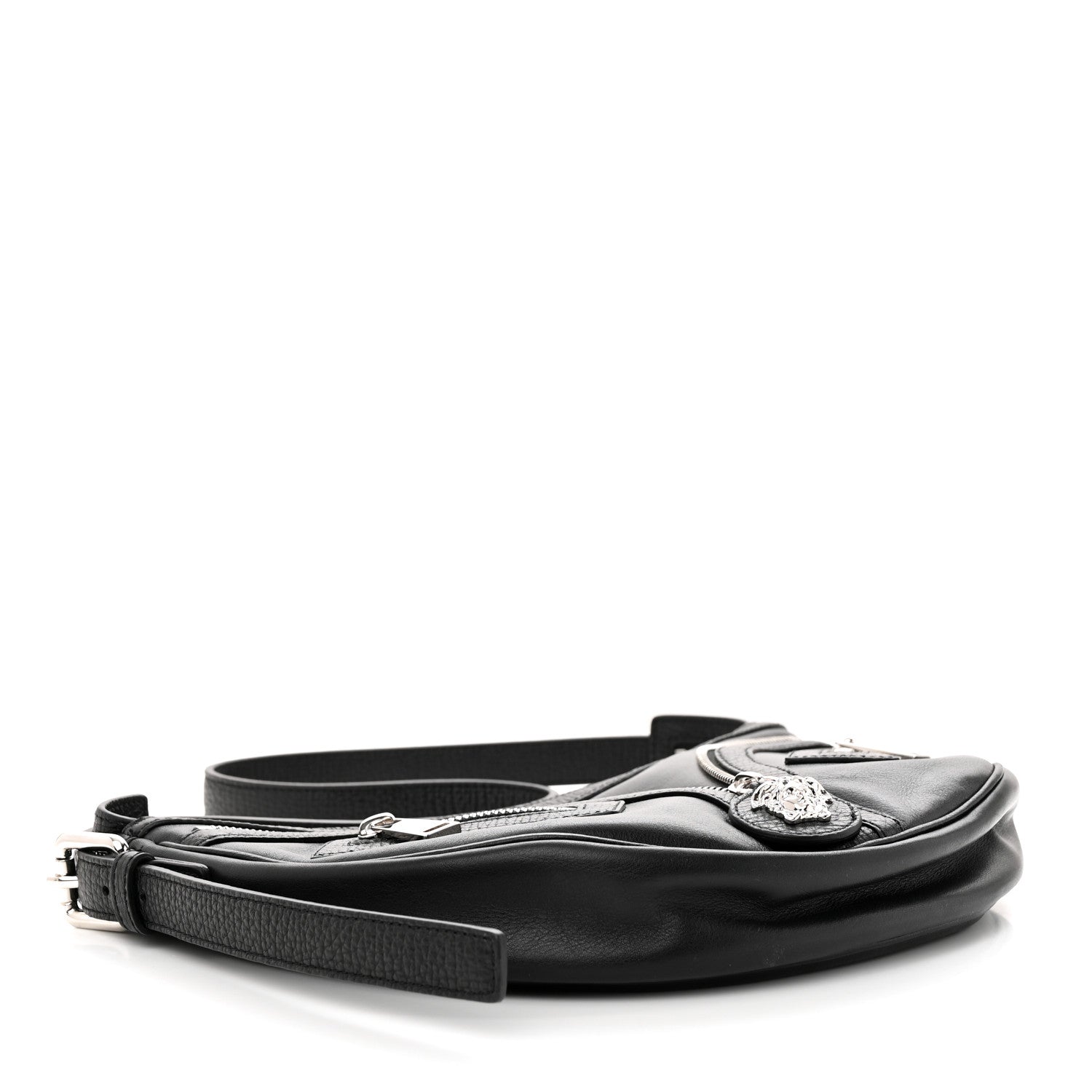 Versace Calfskin Small Repeat Zip Hobo Black 4 of 10