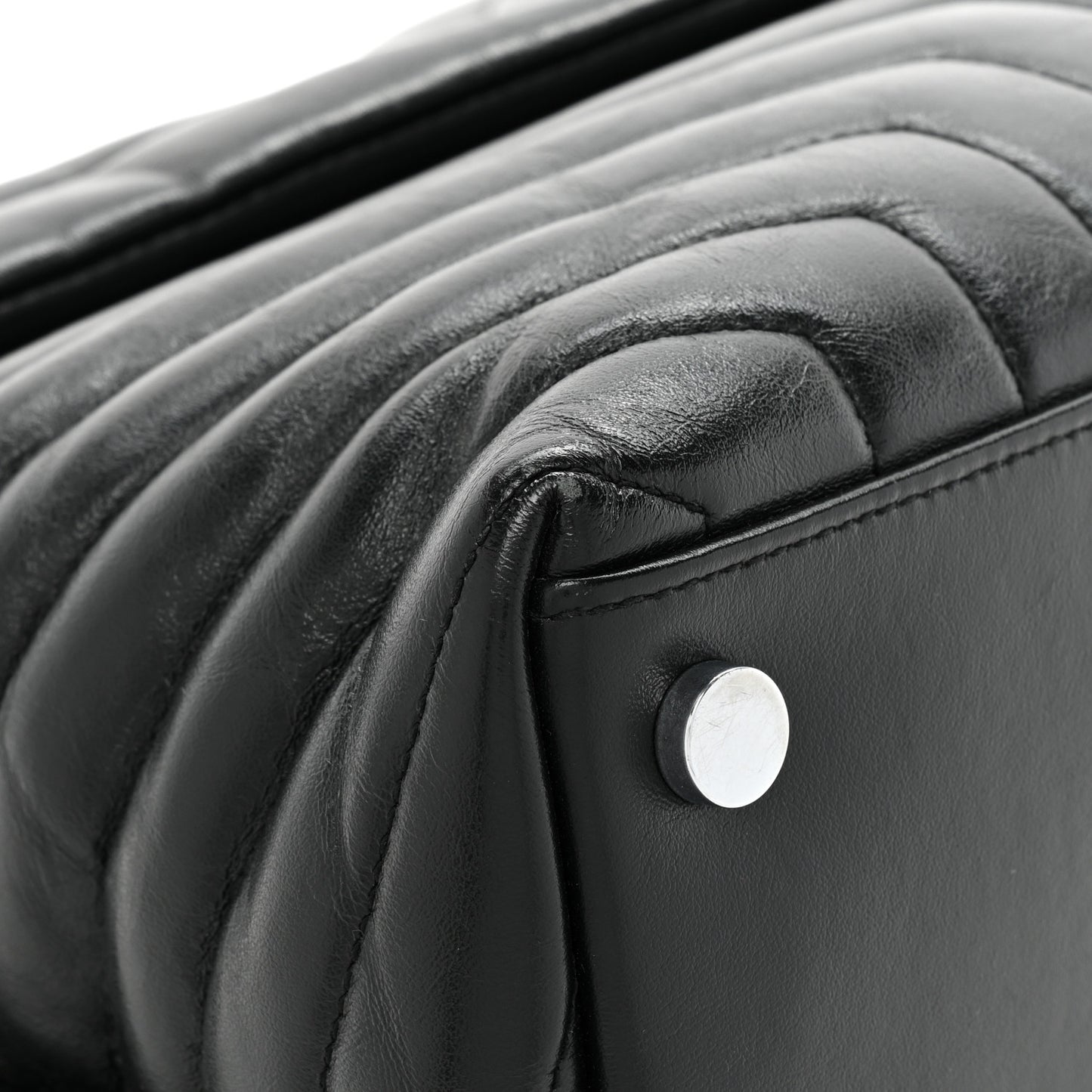 Calfskin Y Quilted Monogram Large Loulou Chain Satchel Black