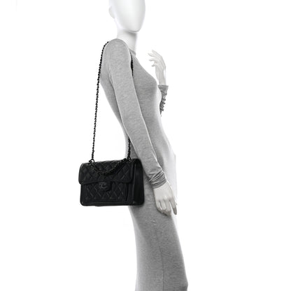 Chanel Shiny Crumpled Calfskin Quilted Large Double You Flap So Black 2 of 10