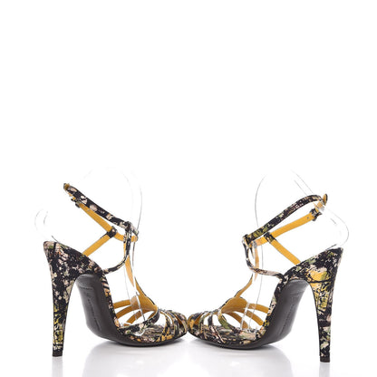 Bottega Veneta Satin Printed Crystal Embellished T-Strap Sandals 38.5 Multi 5 of 9