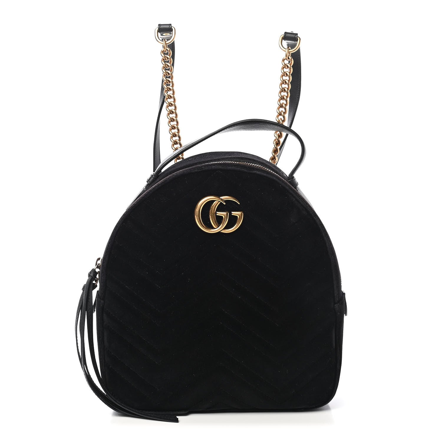 Gucci Velvet Matelasse GG Marmont Dome Backpack Black 1 of 12