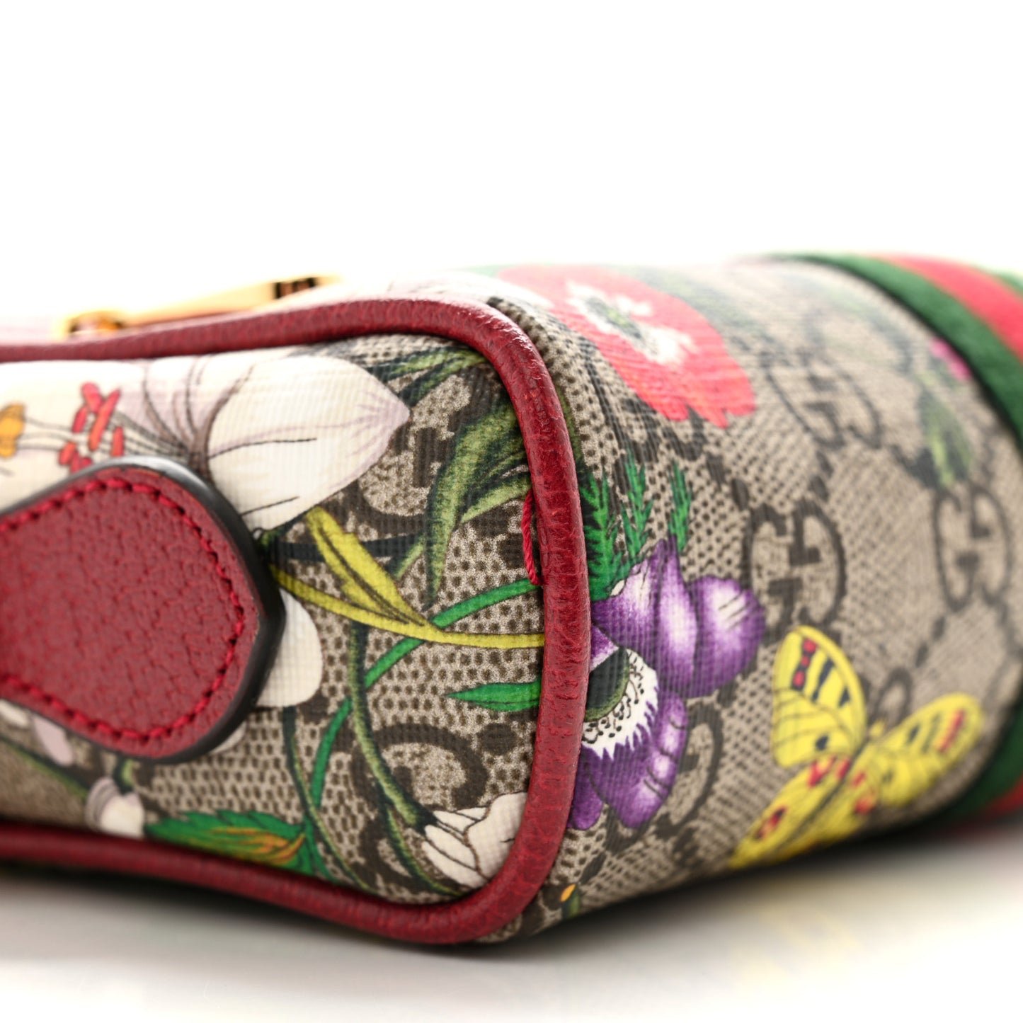 GG Supreme Monogram Flora Web Mini Ophidia Shoulder Bag Red