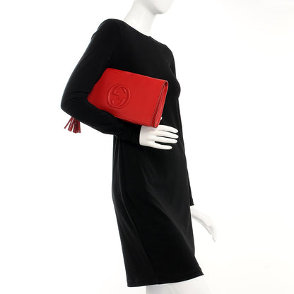 Gucci Pebbled Calfskin Medium Soho Clutch Red 2 of 7