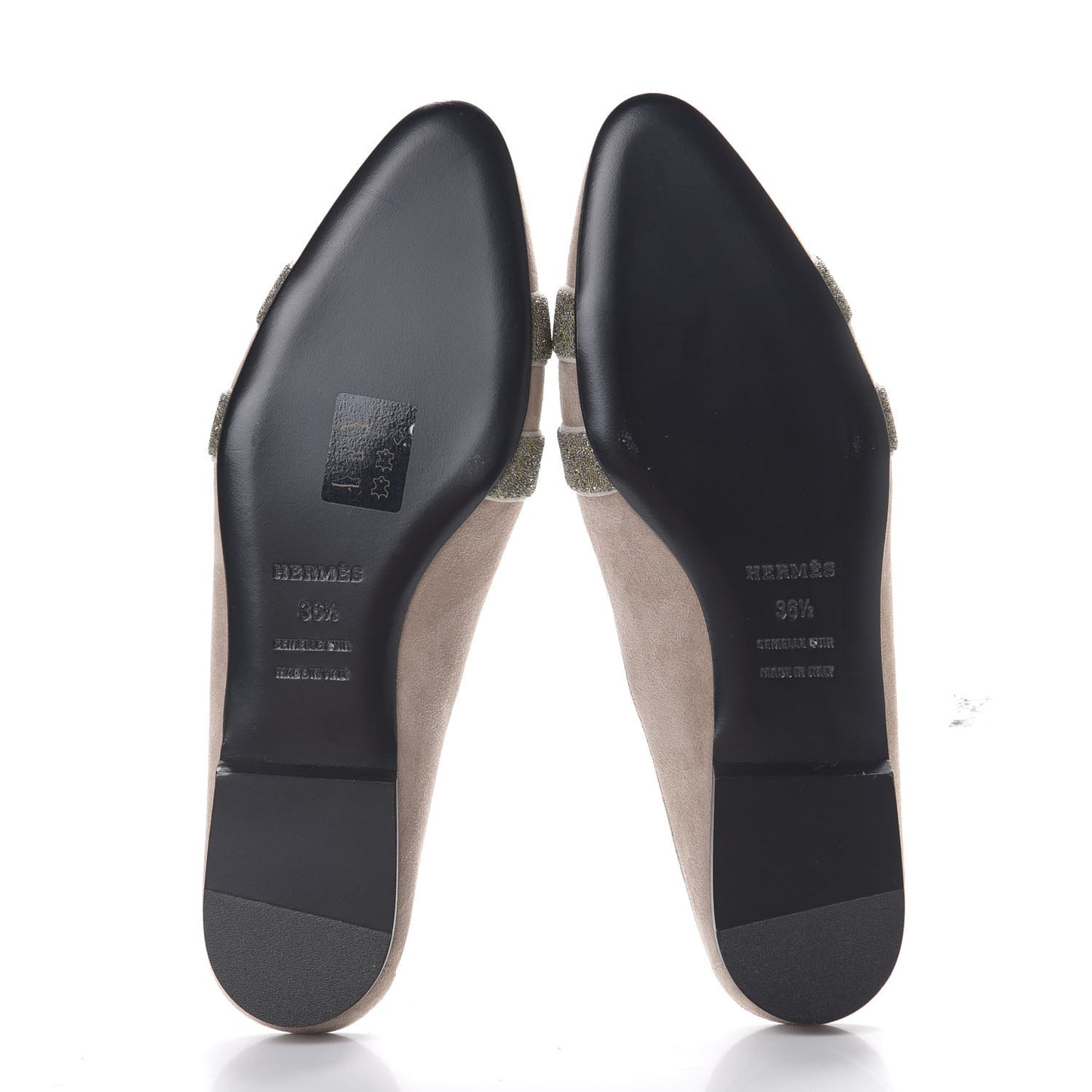 Suede Goatskin Crystal Roxane Mules 36.5 Champagne Rose Grey