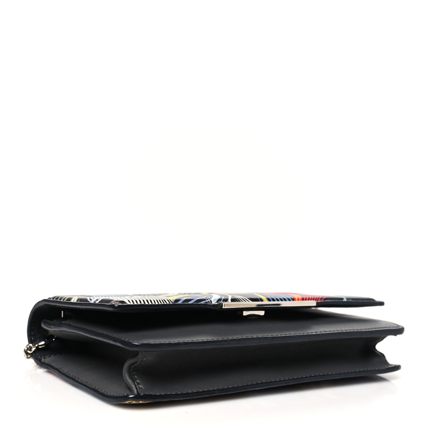 Fendi Calfskin Orchid Flamingo Tube Wallet on Chain Black Multicolor 4 of 10