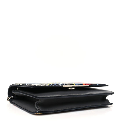 Fendi Calfskin Orchid Flamingo Tube Wallet on Chain Black Multicolor 4 of 10