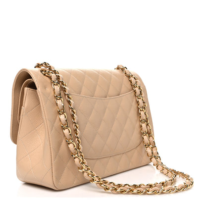 Chanel Caviar Quilted Jumbo Double Flap Beige 3 of 10