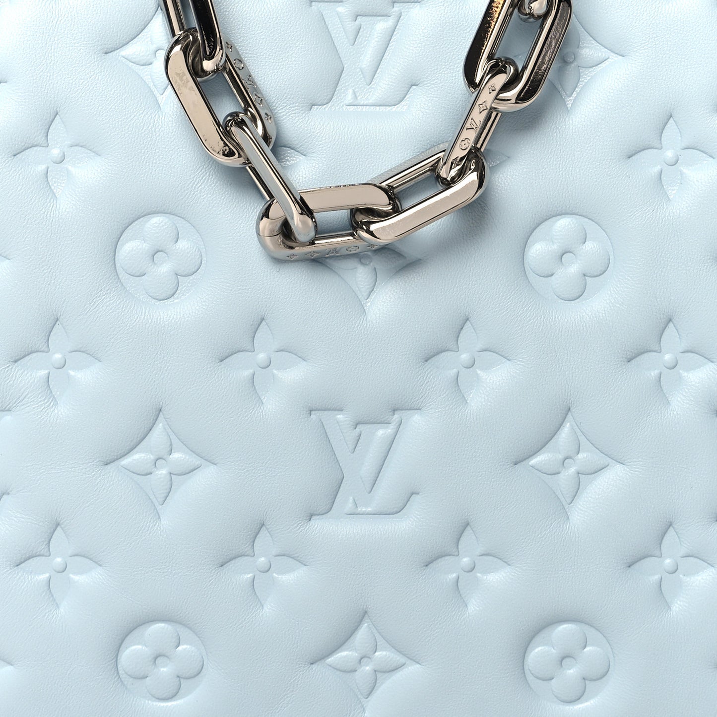 Lambskin Embossed Monogram Coussin PM Bleu