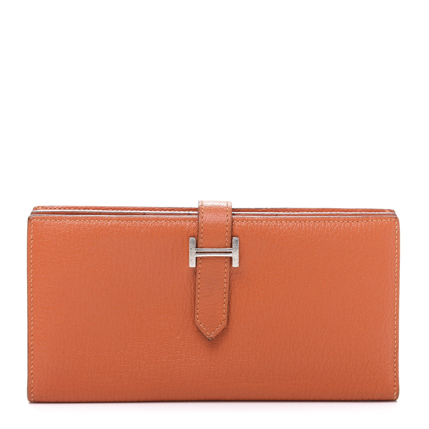 Hermes Chevre Mysore Bearn Gusset Wallet Feu 1 of 13