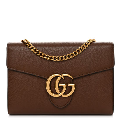 Gucci Cellarius Calfskin GG Marmont Chain Wallet Nut Brown 1 of 11