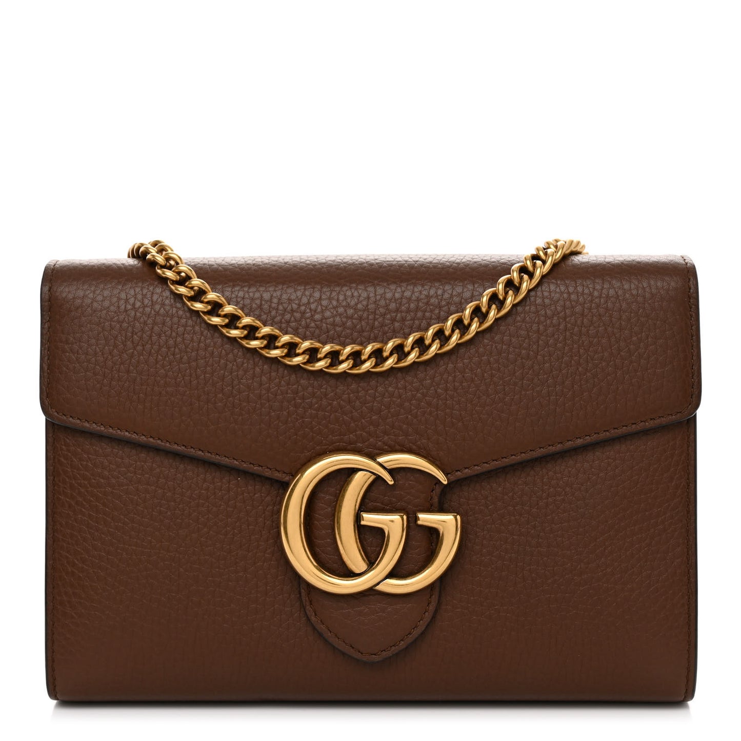 Cellarius Calfskin GG Marmont Chain Wallet Nut Brown